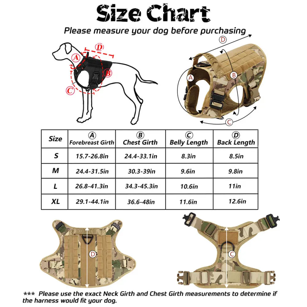 Large Dog Harness & Leash Set, Adjustable Training Vest for Medium & Large Dogs