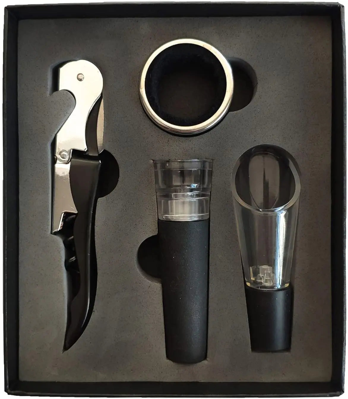 Wine Bottle Opener Set with Stopper & Cup Storage Case Stainless Steel Kit