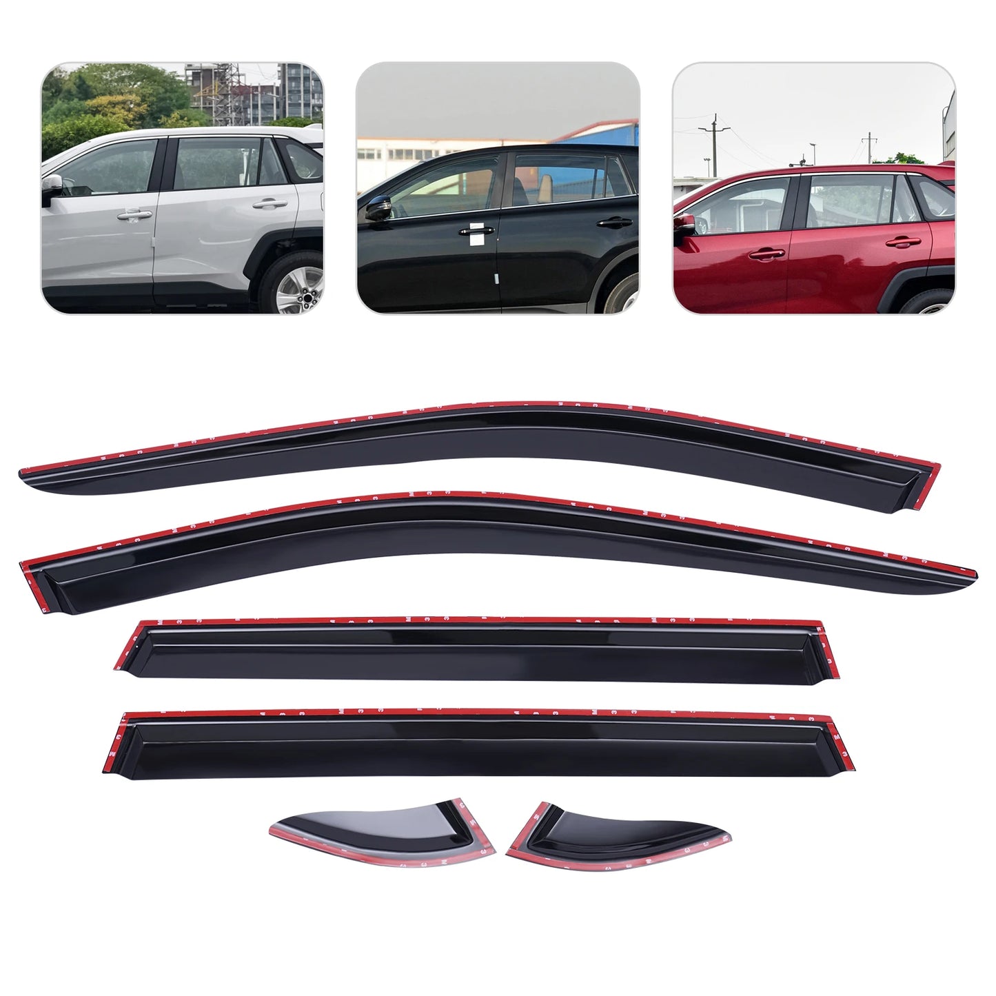 6PCS Window Visor Vent Shades for Toyota RAV4 2019-2022 - Sun & Rain Guard Set