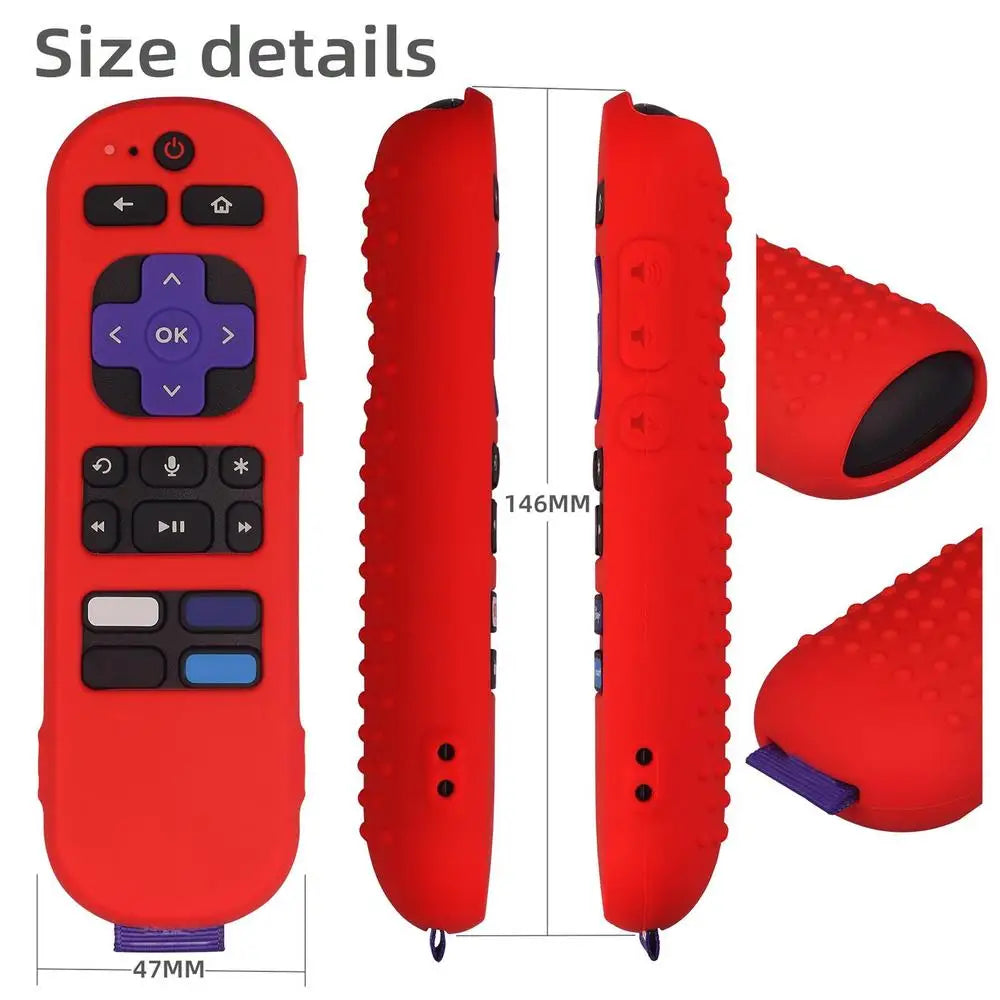 Silicone Protective Case for Roku TV Remote - Anti-Slip Cover with Lanyard