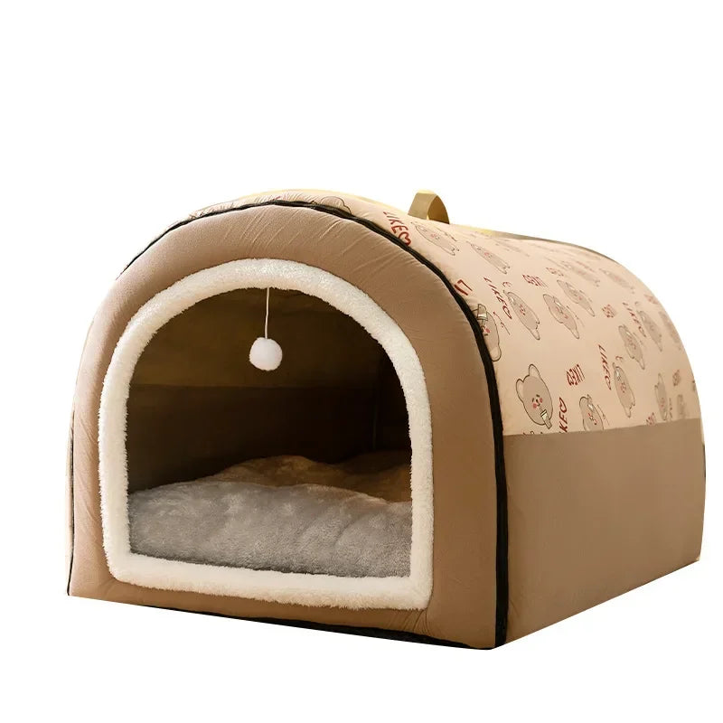 Winter Warm Dog Kennel – Washable Bed & Mat for Medium and Large Dogs