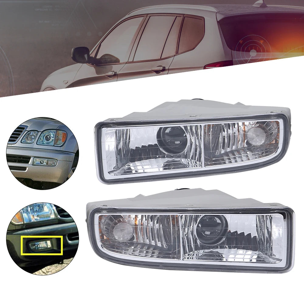 Front Bumper Fog Light Pair for 1998-2007 Lexus LX470 Driving Lamp Assembly