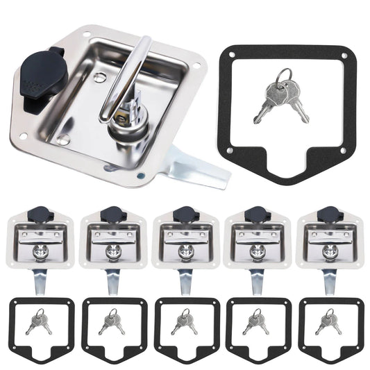 6pcs Stainless Steel Folding T-Handle Door Latch with 12 Keys for Trailer & RV