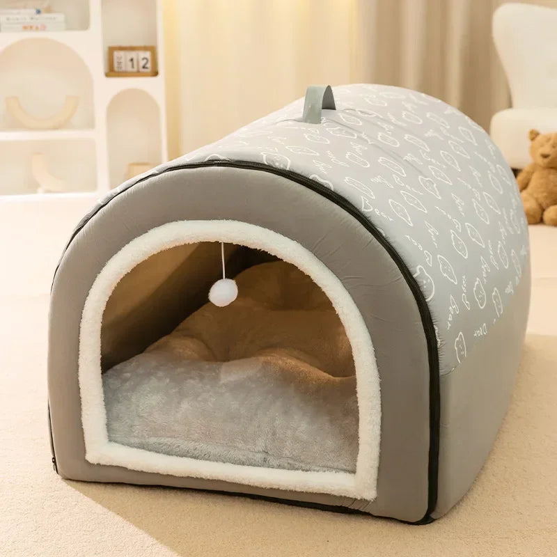 Winter Warm Dog Kennel – Washable Bed & Mat for Medium and Large Dogs