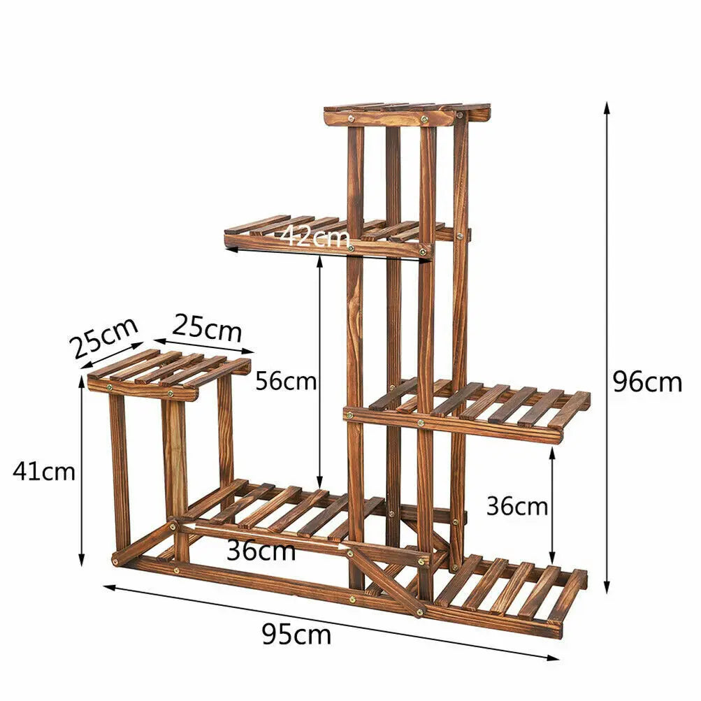 6-Tier Wooden Plant Stand for Indoor and Outdoor Use