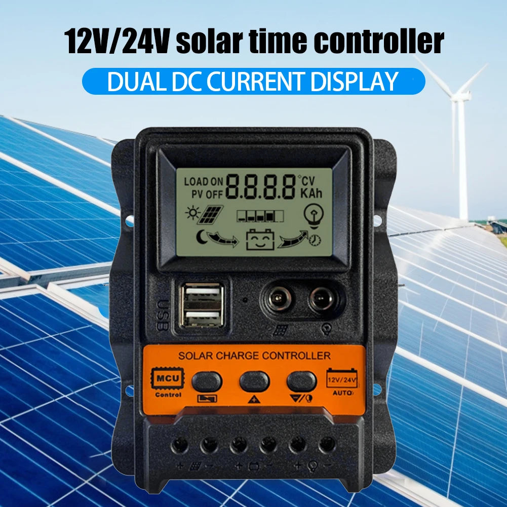 Solar Charge Controller 10A/20A/30A 12V/24V PWM Regulator with LCD Display