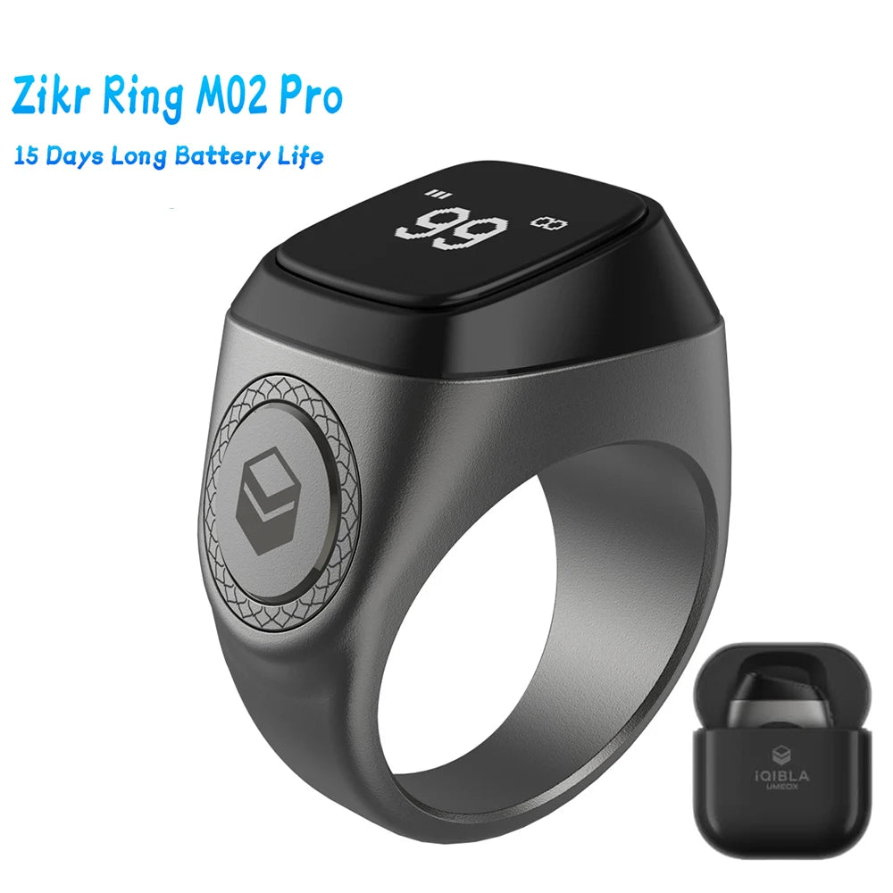 Smart Tasbih Tally Counter Bluetooth Ring with Prayer Reminder & OLED Display