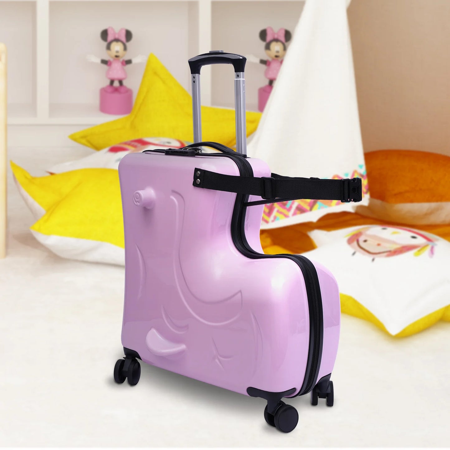 20" Kids Ride-On Spinner Luggage with Waterproof Design & Fun Features (Pink)