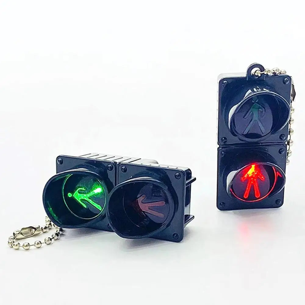 LED Traffic Light Keychain with Pedestrian Light, Fun Decorative Keyring