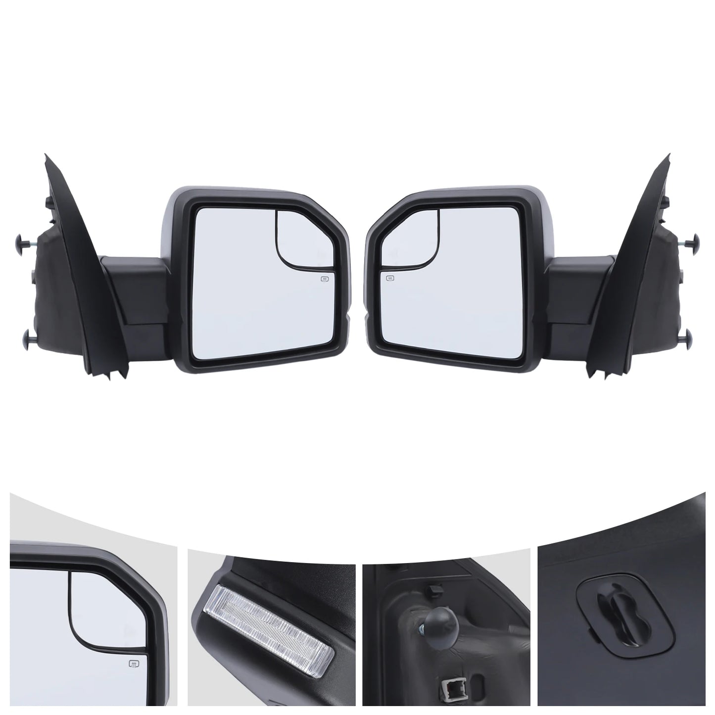 Electric Side View Mirror for 2015-2018 Ford F150, Left or Right Side, ABS Glass