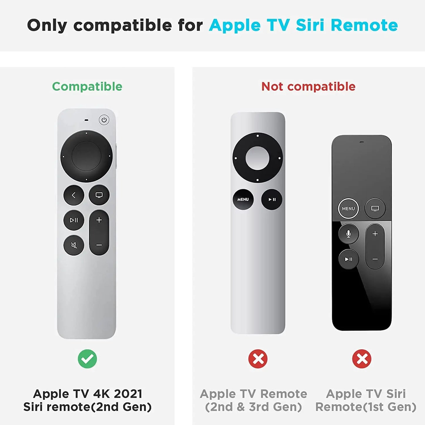 Clear TPU Case for Apple TV 4K 2021 Remote, Drop & Scratch Protection with Silver Edge