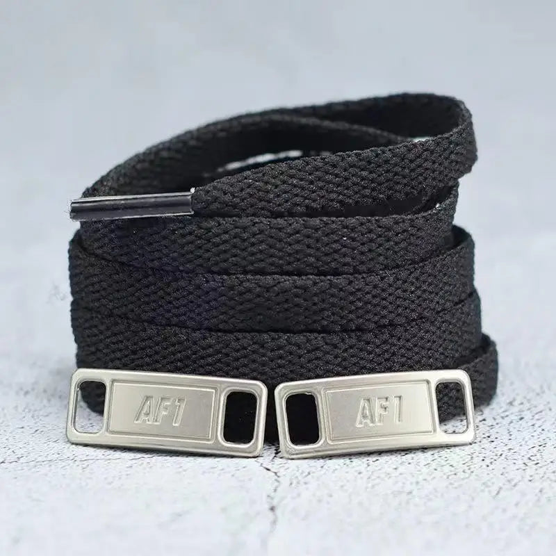 AF1 Shoelace Set, Black & White, 4Pcs with Metal Buckle, Sneaker Accessories