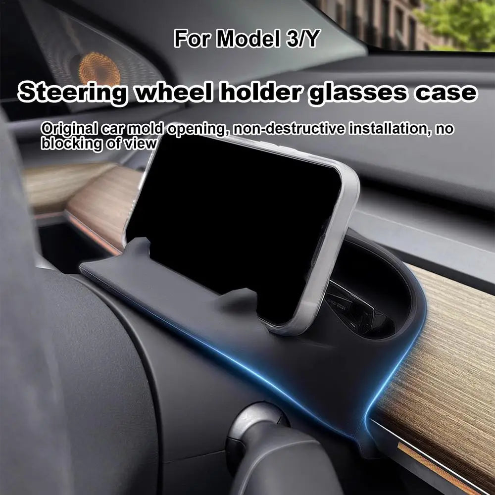 Tesla Model 3/Y Steering Wheel Rear Phone Holder Silicone Console Organizer