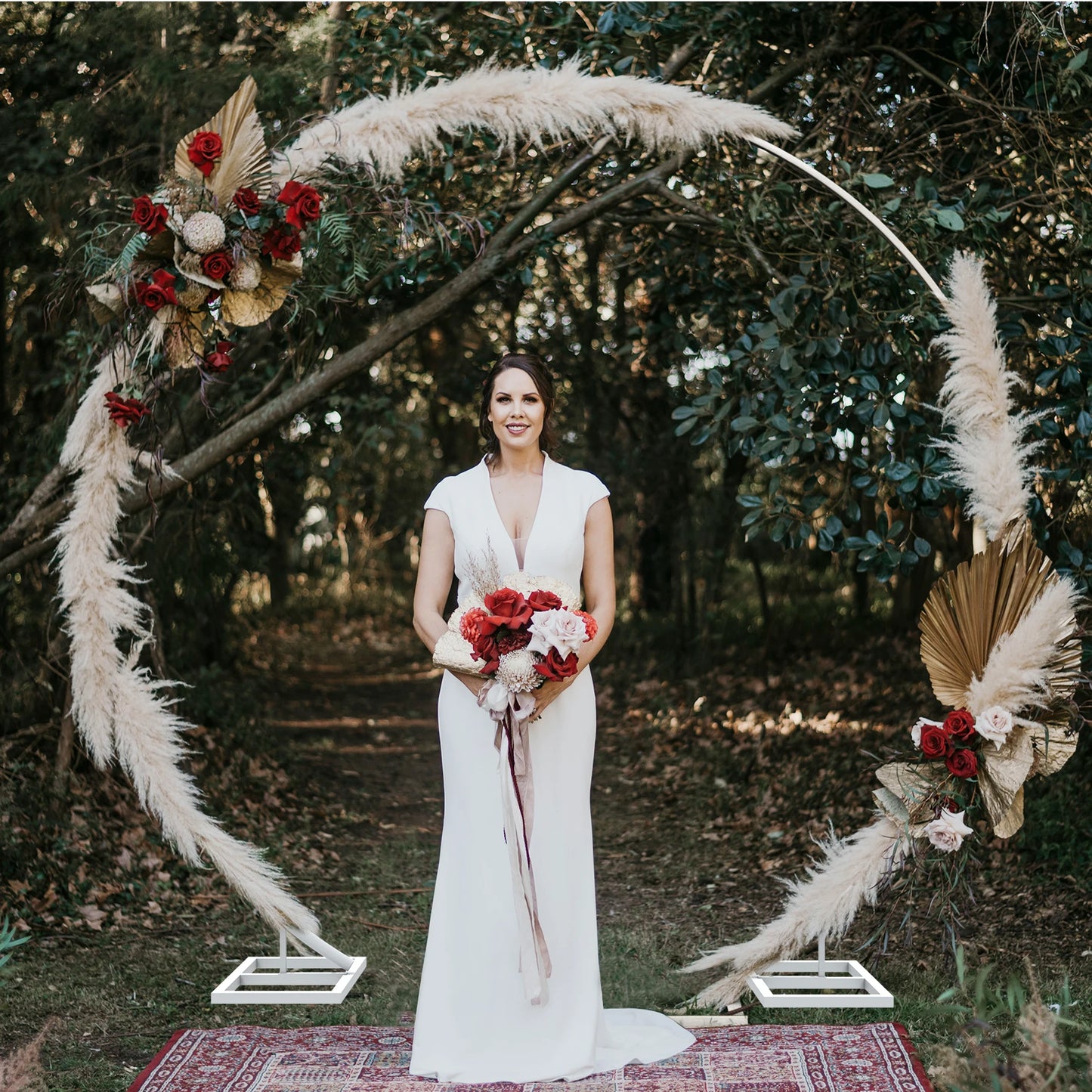 Large Round Metal Wedding Arch Backdrop Stand for Balloons and Flowers, White