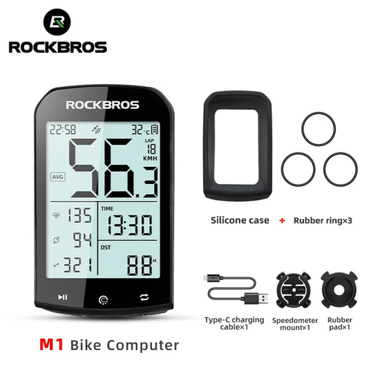 GPS Bike Computer, Bluetooth ANT+, Waterproof Wireless Speedometer