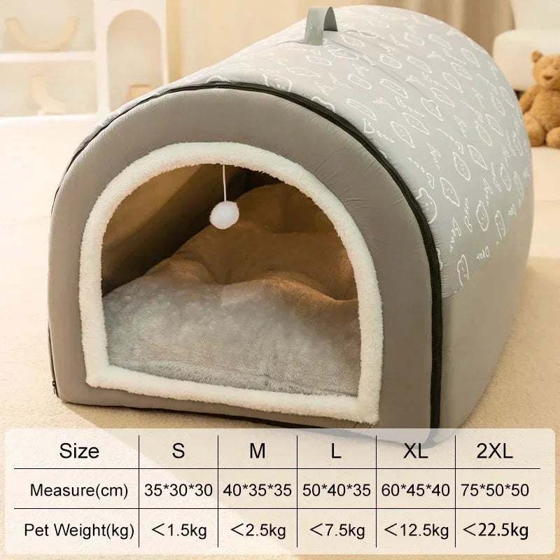 Winter Warm Dog Kennel – Washable Bed & Mat for Medium and Large Dogs