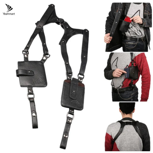 Concealed PU Leather Anti-Theft Shoulder Chest Bag with Double Pockets