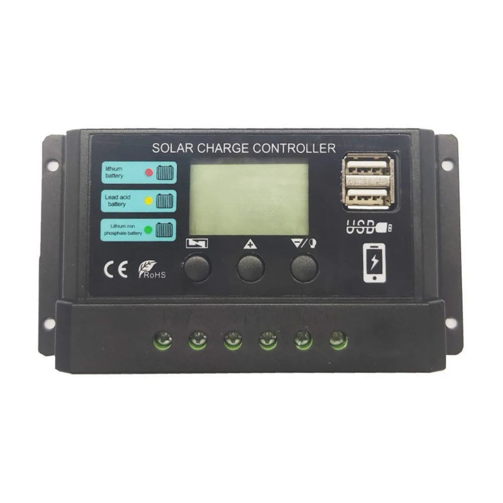 Solar Charge Controller 10A/20A/30A 12V/24V PWM Regulator with LCD Display