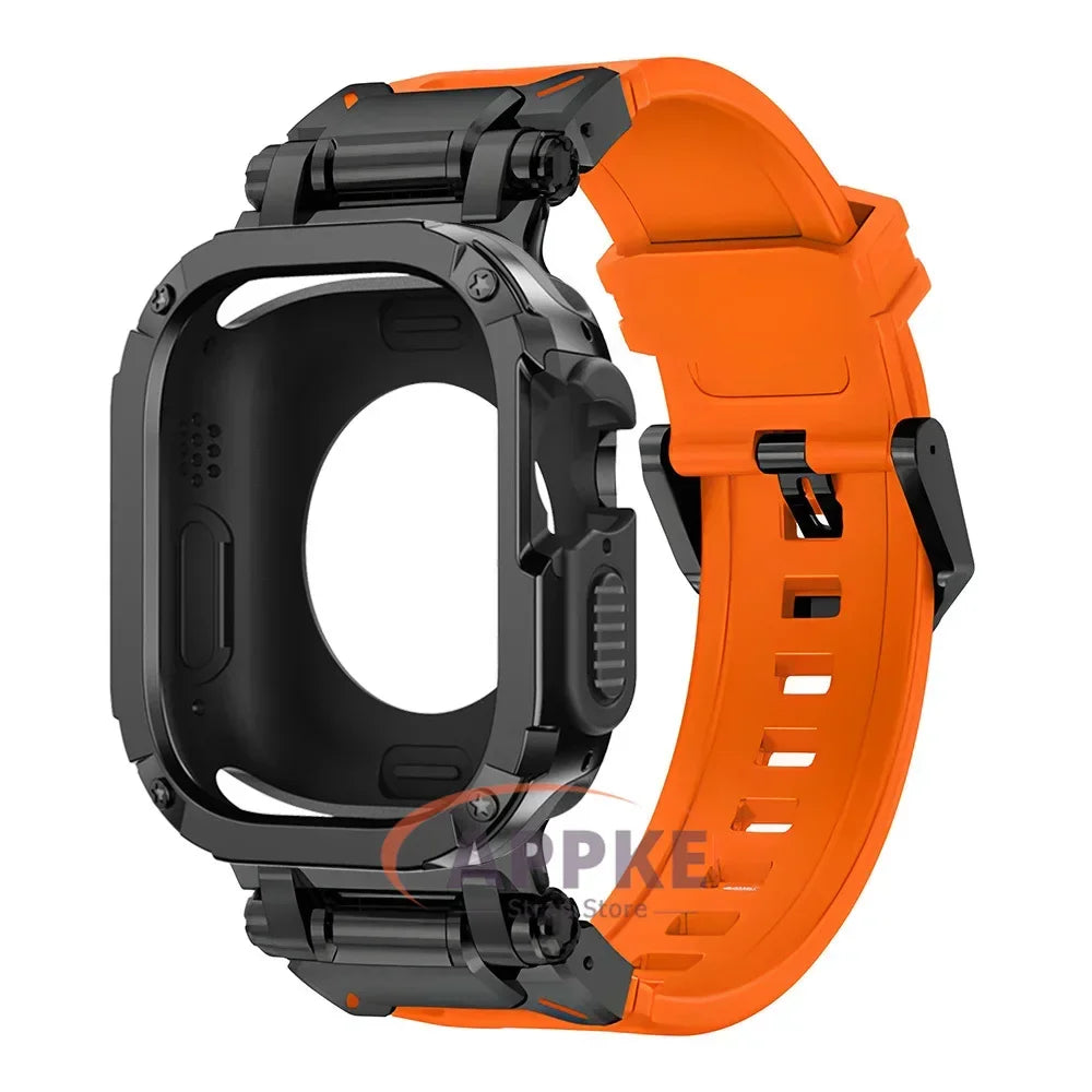 TPU Case and Rubber Strap for Apple Watch Ultra 49mm Series 9-4 Bracelet