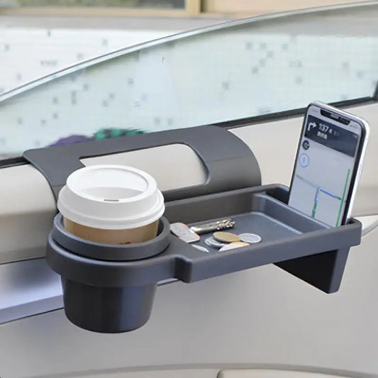 Car Door Storage Box Organizer with Cup Holder and Phone Stand, Durable ABS Material