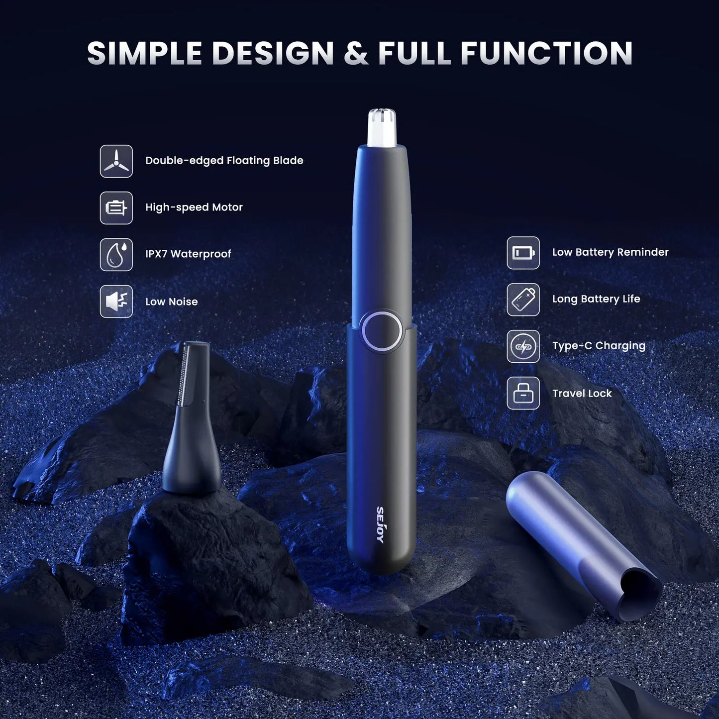 Portable 2-IN-1 Nose & Ear Hair Trimmer Rechargeable Electric Trimmer