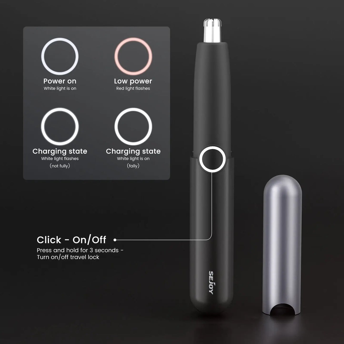 Portable 2-IN-1 Nose & Ear Hair Trimmer Rechargeable Electric Trimmer