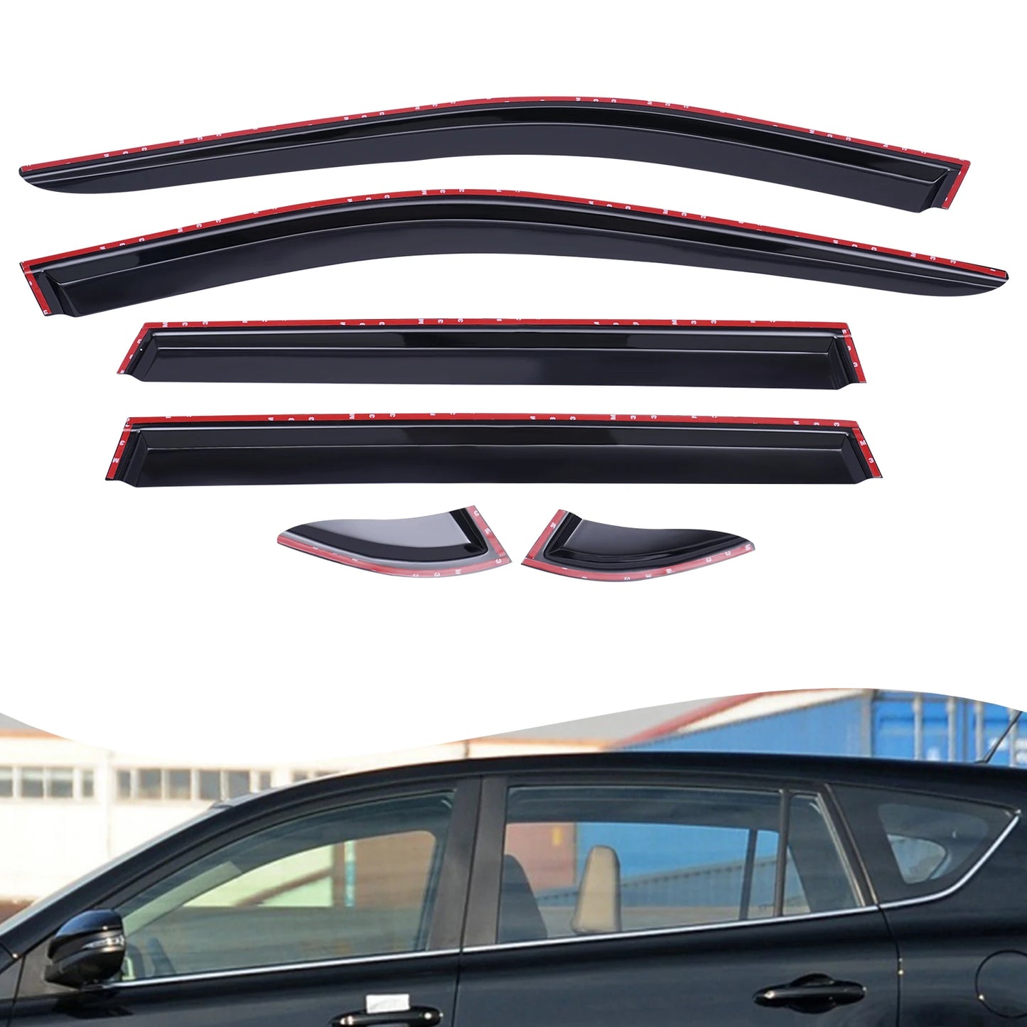 6PCS Window Visor Vent Shades for Toyota RAV4 2019-2022 - Sun & Rain Guard Set