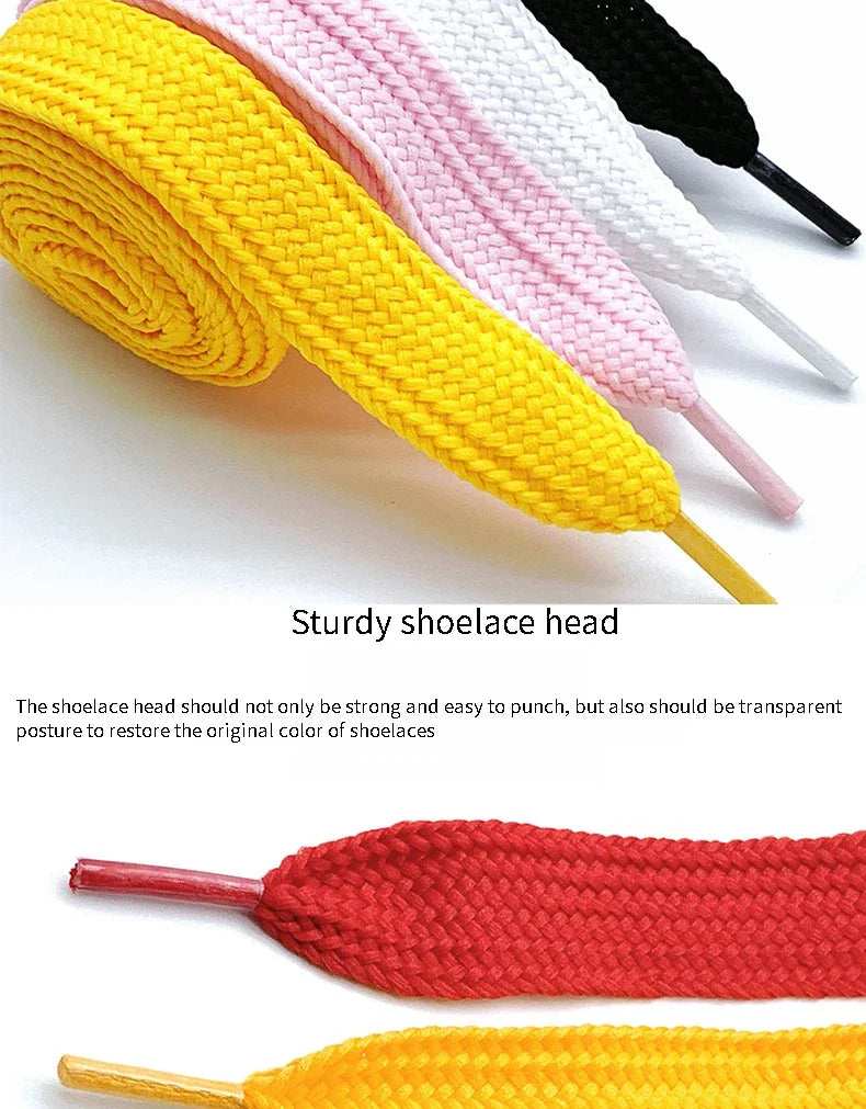 2cm Wide Flat Shoelaces for Sneakers, Fashion Rope, 100-160cm, 1 Pair