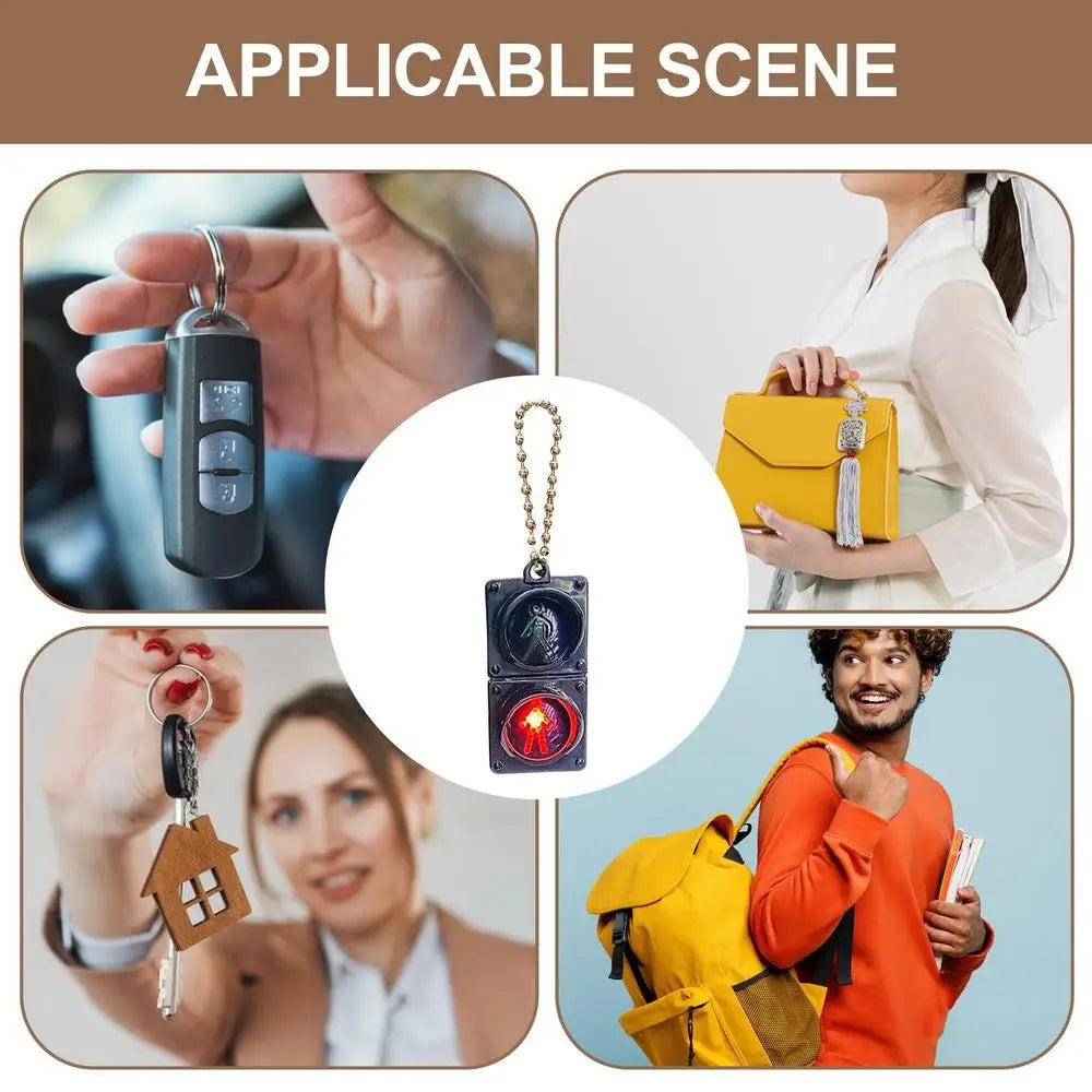 LED Traffic Light Keychain with Pedestrian Light, Fun Decorative Keyring