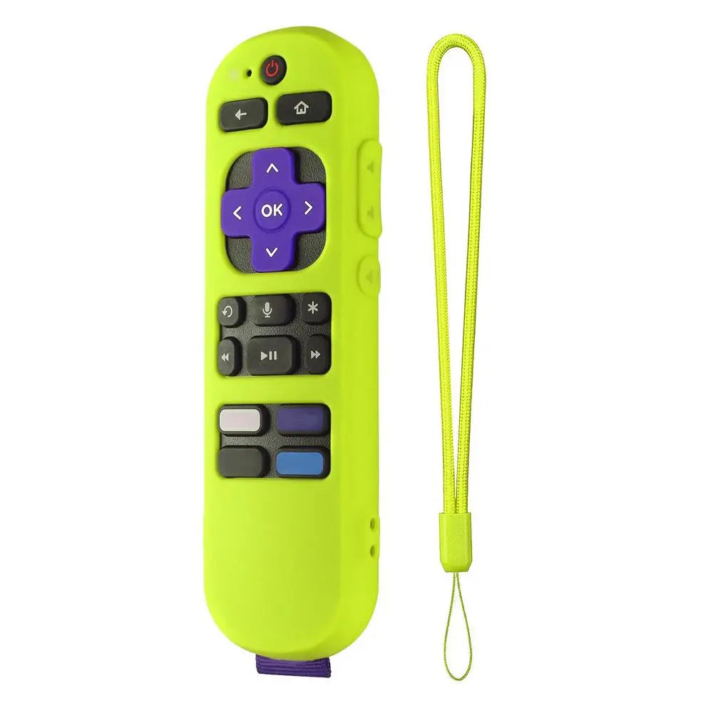 Silicone Protective Case for Roku TV Remote - Anti-Slip Cover with Lanyard