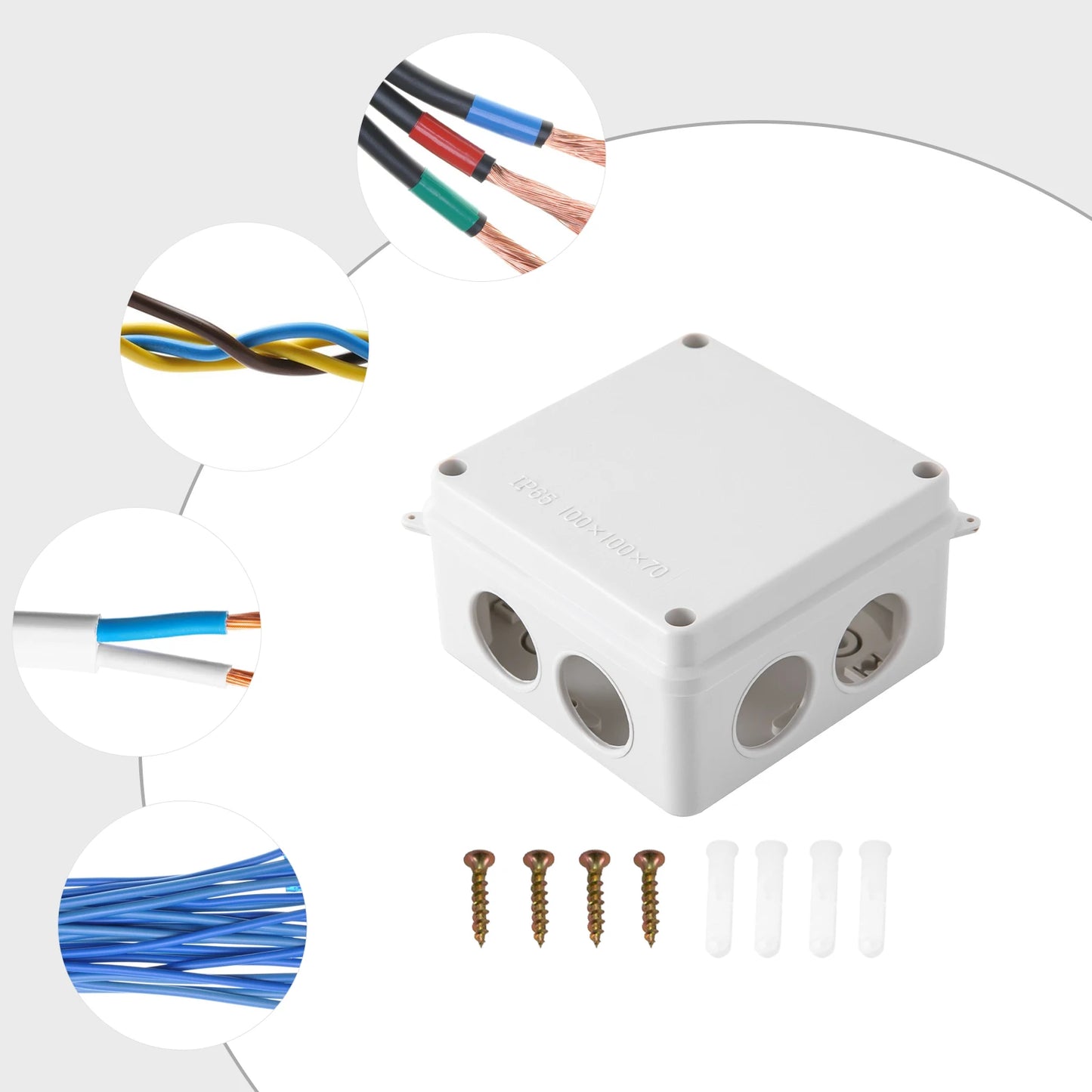 Dustproof ABS Plastic Junction Box 3.9"x3.9"x2.8" Indoor Electrical Enclosure