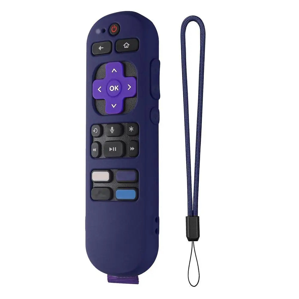 Silicone Protective Case for Roku TV Remote - Anti-Slip Cover with Lanyard