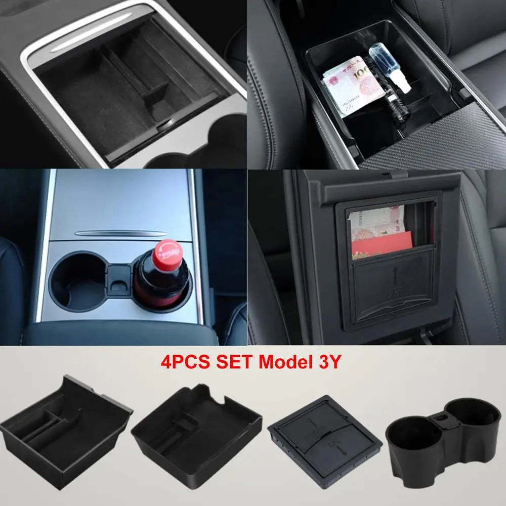 Tesla Model 3/Y 2021-2022 Center Console Storage Box with Cup Holder Organizer