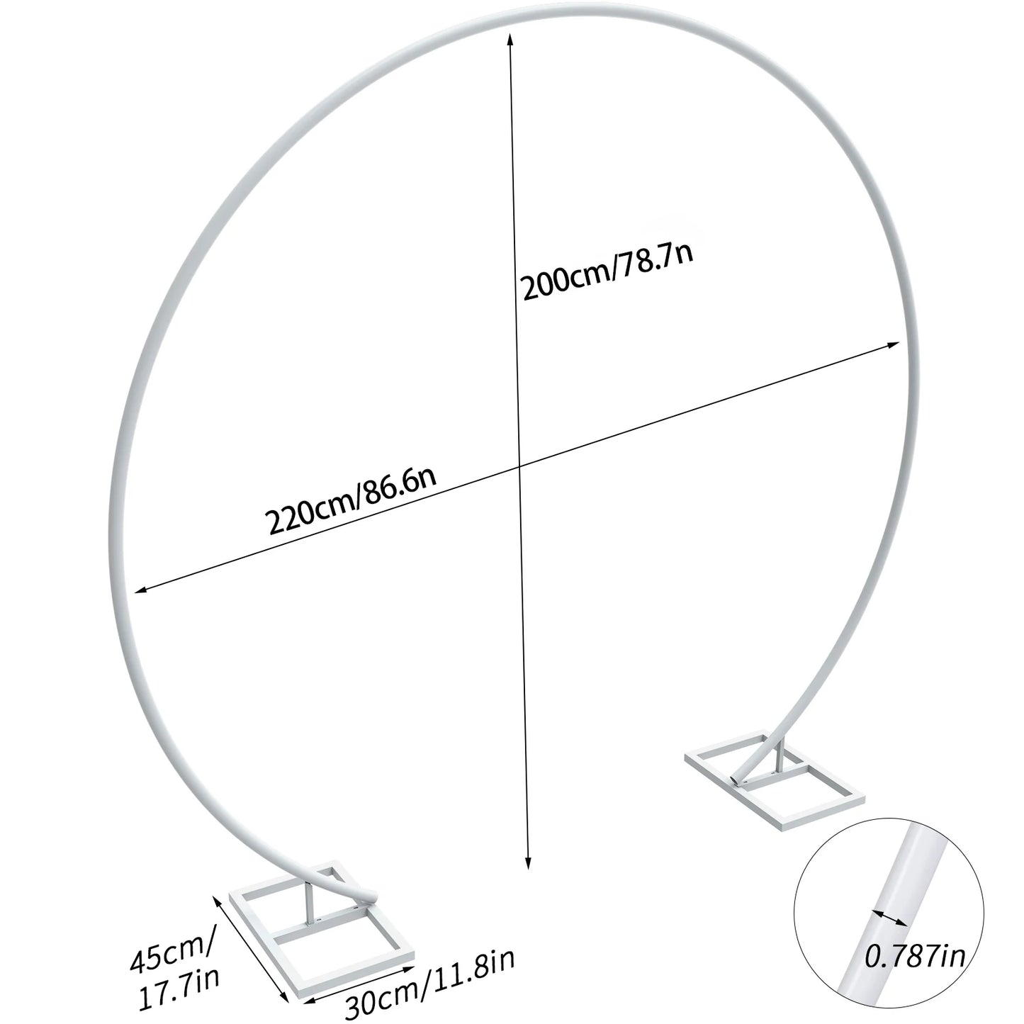 Large Round Metal Wedding Arch Backdrop Stand for Balloons and Flowers, White