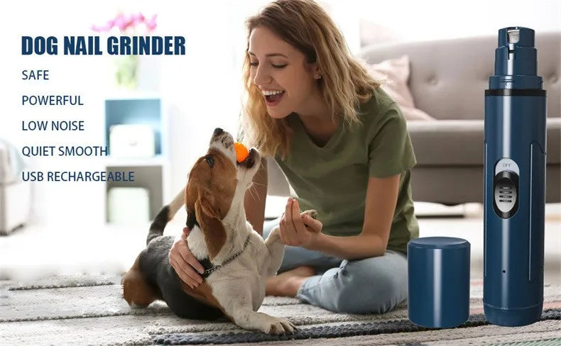 Rechargeable Dog Nail Grinder – Quiet Electric Pet Nail Trimmer for Dogs & Cats