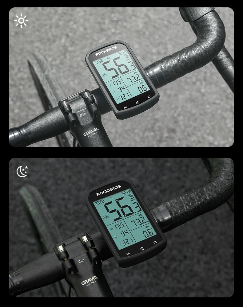 GPS Bike Computer, Bluetooth ANT+, Waterproof Wireless Speedometer