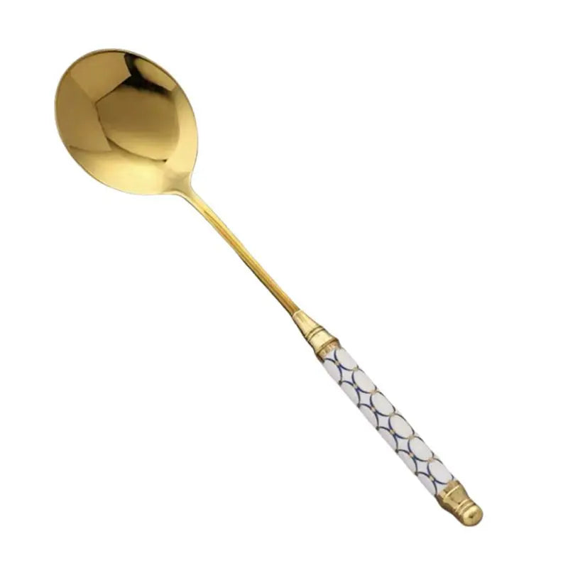 Gold-Plated Stainless Steel Stirring Rod with Ceramic Handle - Coffee & Cocktail