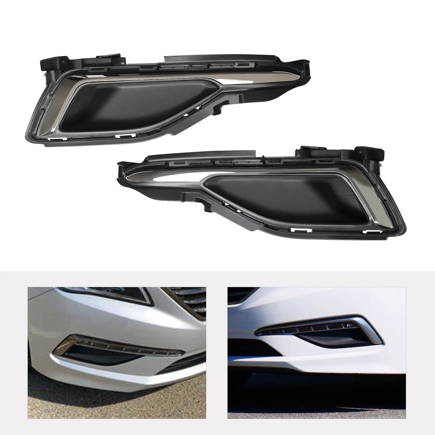 Fog Light Cover Bezel Pair for 2015-2017 Hyundai Sonata LH RH OEM 86521C2000