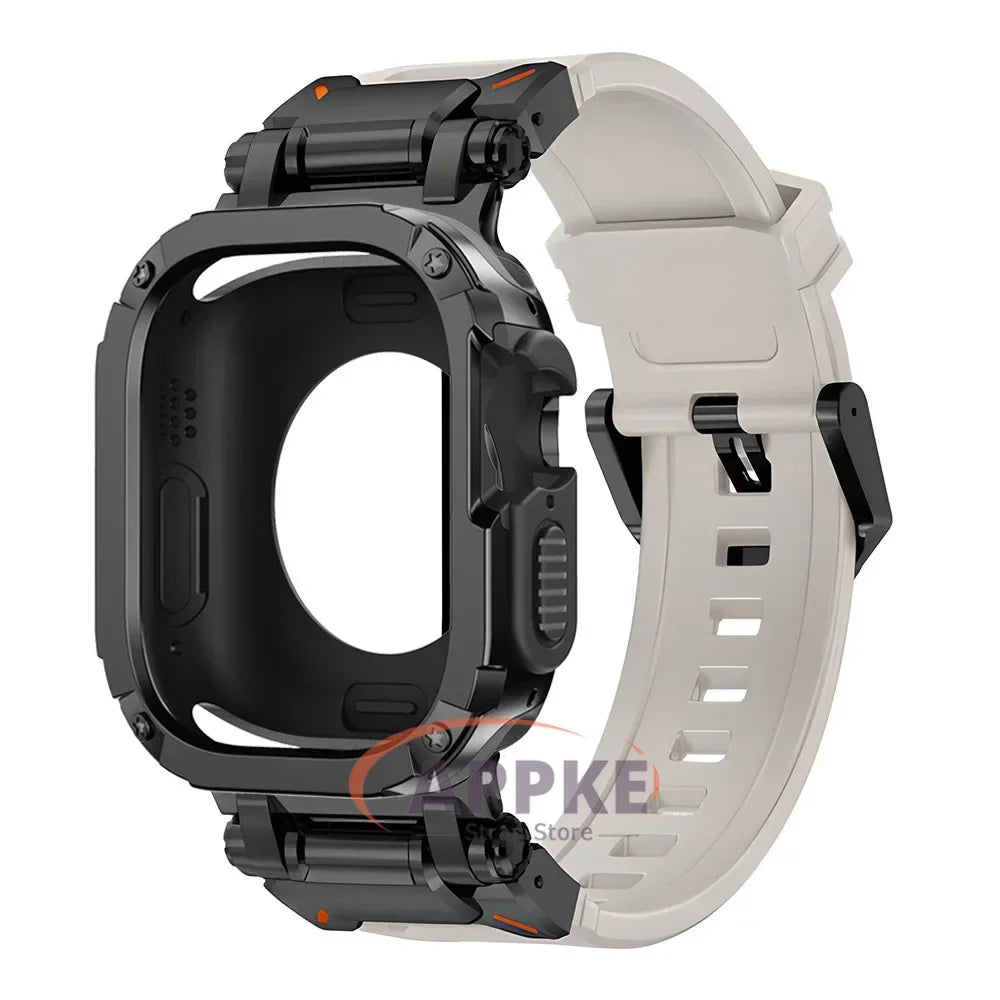 TPU Case and Rubber Strap for Apple Watch Ultra 49mm Series 9-4 Bracelet