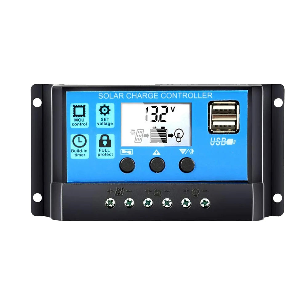 Solar Charge Controller 10A/20A/30A 12V/24V PWM Regulator with LCD Display