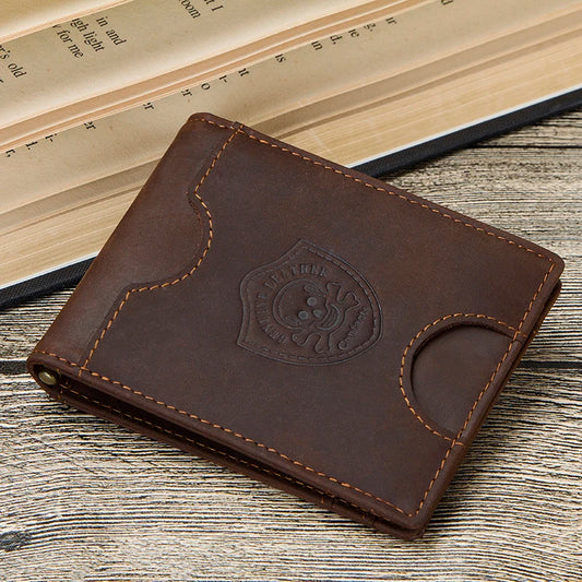 Slim RFID Genuine Leather Bifold Wallet with Money Clip - Men’s Card Holder