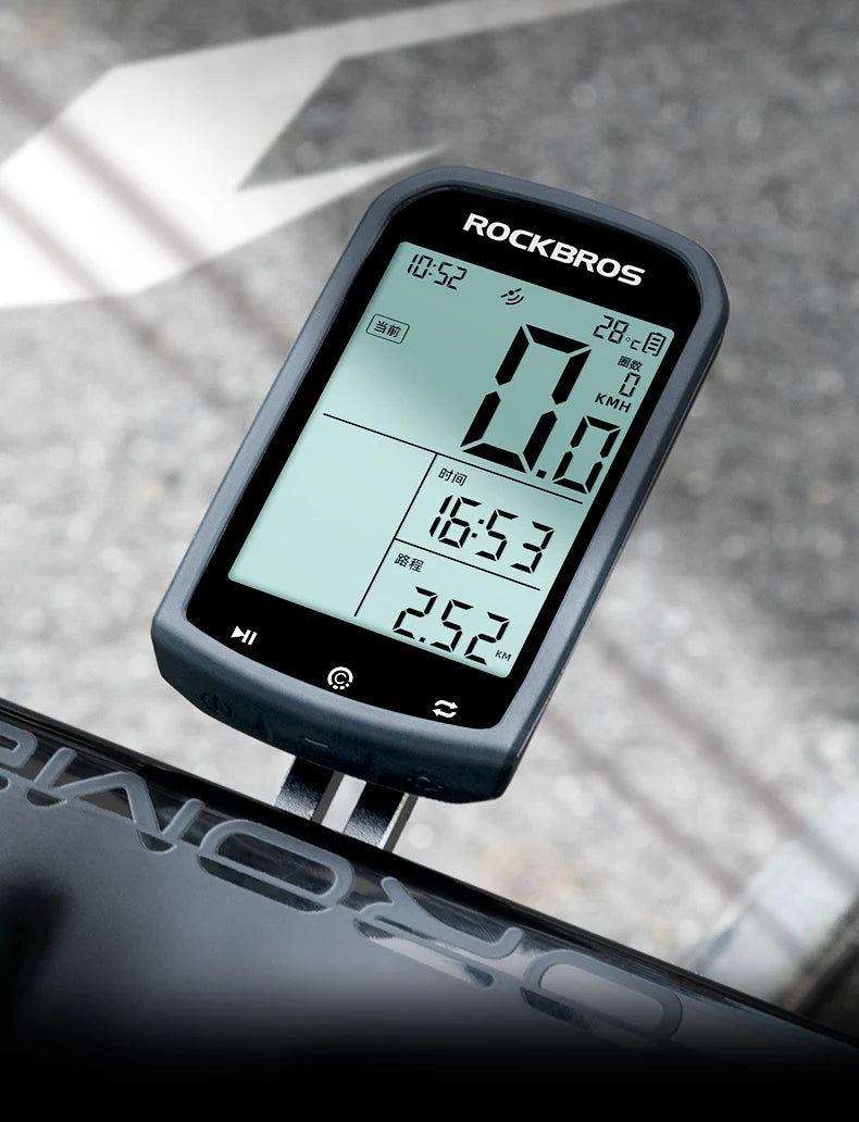 GPS Bike Computer, Bluetooth ANT+, Waterproof Wireless Speedometer