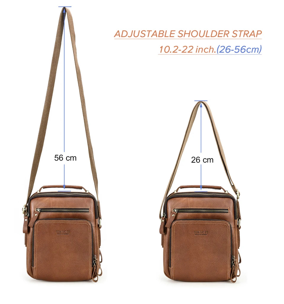 Men's Genuine Leather Messenger Bag - Casual Shoulder Crossbody Bag for iPad