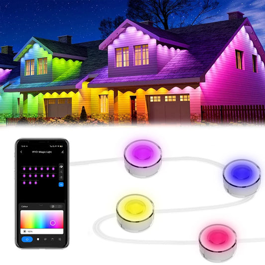 RGB Outdoor Permanent Eaves Lights String, Bluetooth Wi-Fi APP Controlled LED