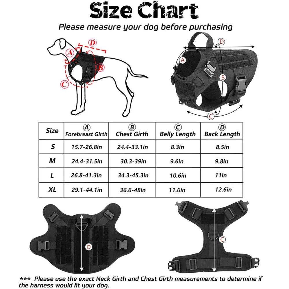 Tactical Dog Harness and Leash Set for Large Dogs – No Pull Military Vest