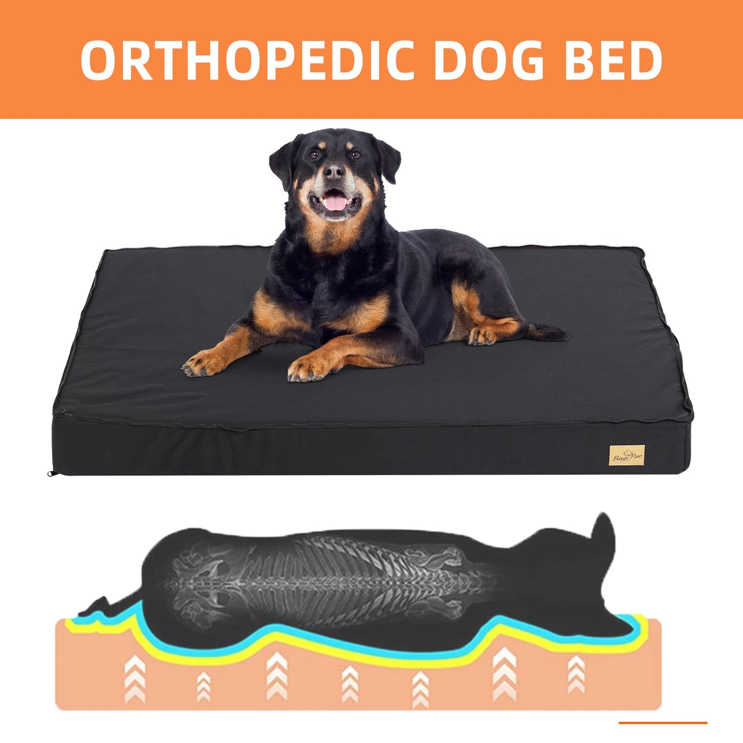 Orthopedic Dog Bed for Large Dogs – Waterproof, Non-Slip, and Machine Washable