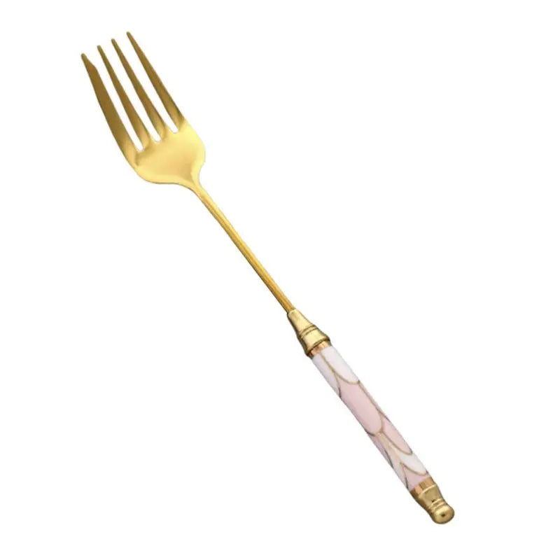 Gold-Plated Stainless Steel Stirring Rod with Ceramic Handle - Coffee & Cocktail