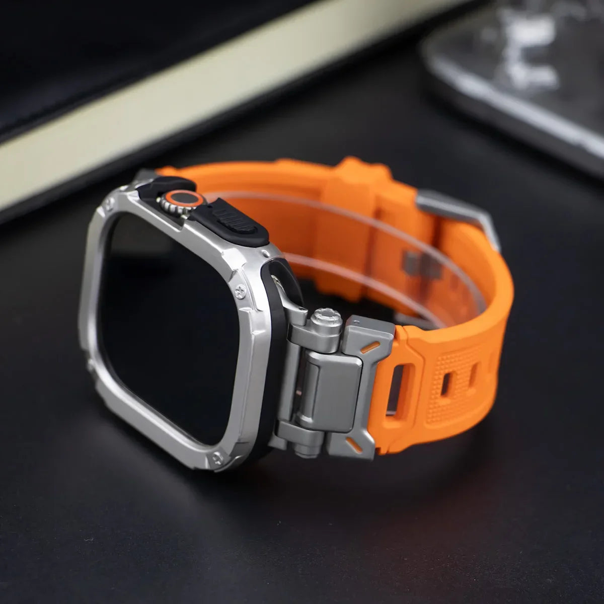 TPU Case and Rubber Strap for Apple Watch Ultra 49mm Series 9-4 Bracelet