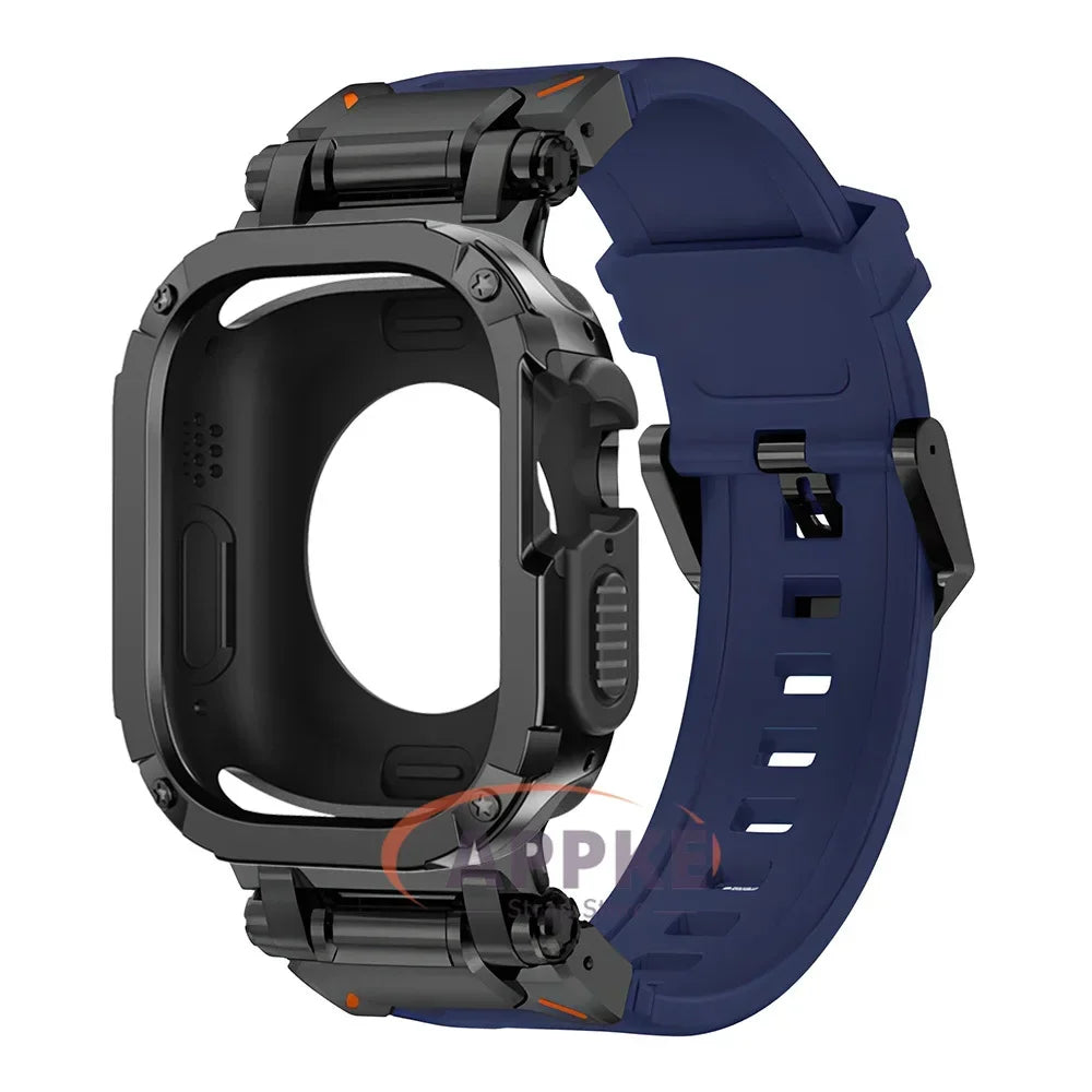 TPU Case and Rubber Strap for Apple Watch Ultra 49mm Series 9-4 Bracelet