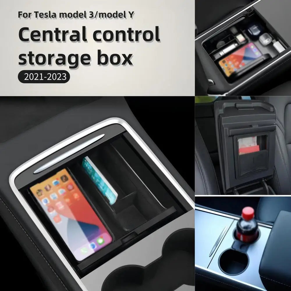 Tesla Model 3/Y 2021-2022 Center Console Storage Box with Cup Holder Organizer